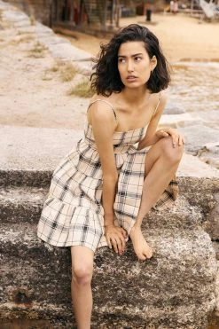 Shona Joy INDRA LINEN OPEN BACK TIERED MINI DRESS