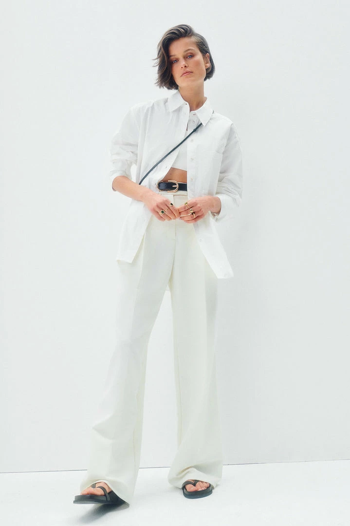 Shona Joy ISABELLA OVERSIZED WIDE CUFF SHIRT - IVORY TOPS