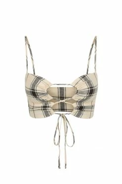 Shona Joy INDRA LINEN LACE UP BRALETTE