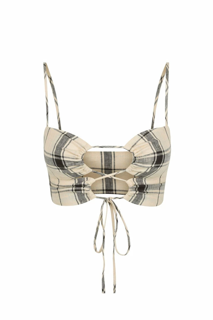 Shona Joy INDRA LINEN LACE UP BRALETTE