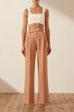 Shona Joy IRENA HIGH WAISTED TAILORED PANT - TERRACOTTA