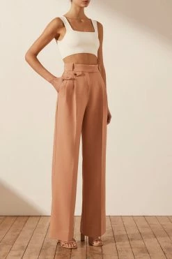 Shona Joy IRENA HIGH WAISTED TAILORED PANT - TERRACOTTA