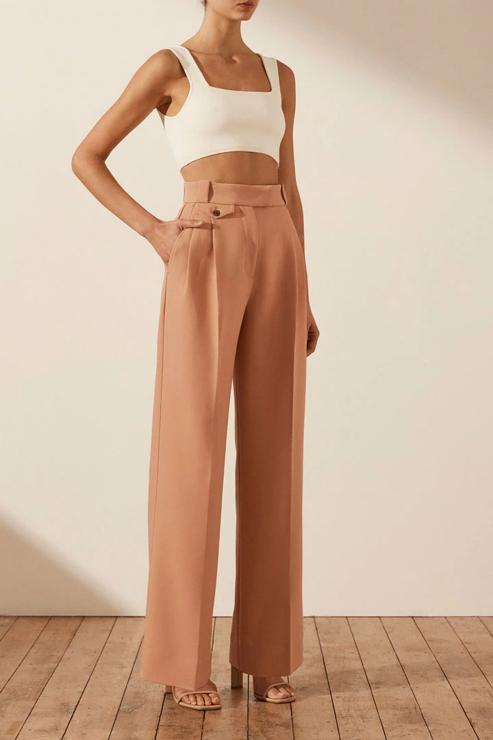 Shona Joy IRENA HIGH WAISTED TAILORED PANT - TERRACOTTA