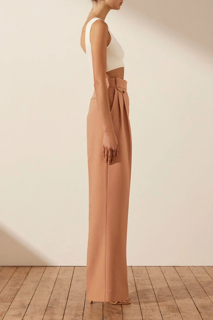 Shona Joy IRENA HIGH WAISTED TAILORED PANT - TERRACOTTA