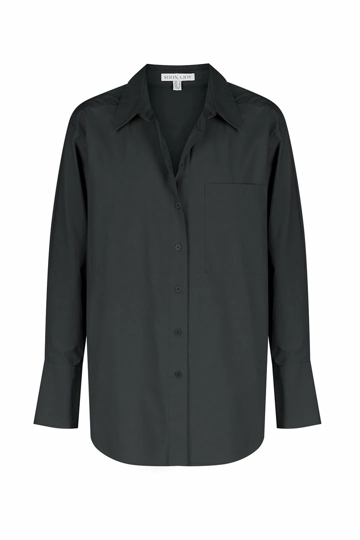 Shona Joy ISABELLA OVERSIZED WIDE CUFF SHIRT - BLACK