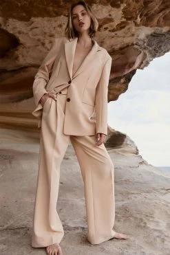 Shona Joy IVY HIGH WAISTED TAILORED PANT - PEANUT BUTTER