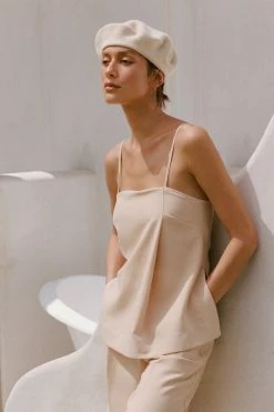 Shona Joy IVY TAILORED STRAPPY TOP - PEANUT BUTTER