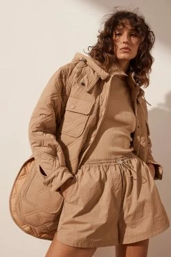 Shona Joy SJ DRAWSTRING SHORT - CAMEL