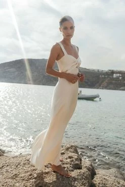 Shona Joy LA LUNE BOW TIE MAXI DRESS - CREAM DRESSES