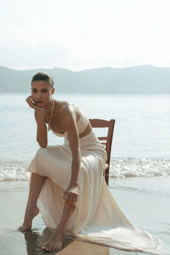 Shona Joy LA LUNE HIGH WAIST MAXI SKIRT - CREAM