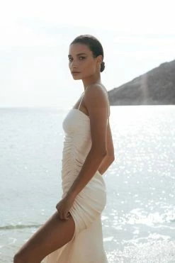 Shona Joy LA LUNE RUCHED MAXI DRESS - CREAM