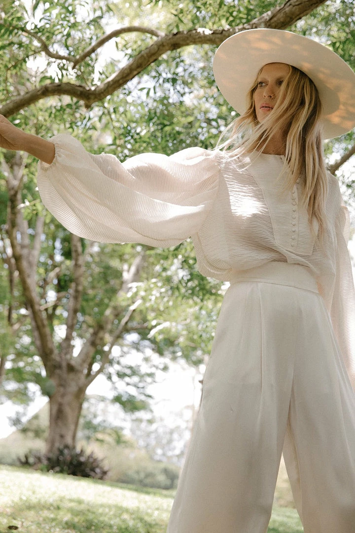 Shona Joy CHARLOTTE BALLOON SLEEVE BLOUSE - ECRU TOPS