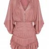 Shona Joy KAYLA BUTTON UP RUCHED MINI DRESS - ANTIQUE ROSE DRESSES