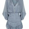 Shona Joy DRESSES KAYLA BUTTON UP RUCHED MINI DRESS - BLUE SMOKE
