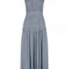 Shona Joy KAYLA HIGH NECK MIDI DRESS - BLUE SMOKE