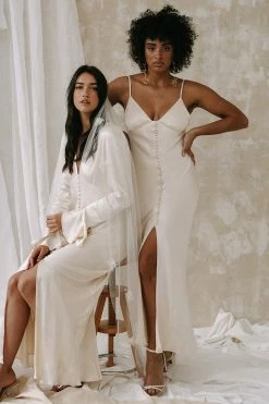 Shona Joy DRESSES LA LUNE BIAS SLIP DRESS - CREAM