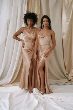 Shona Joy DRESSES LA LUNE BIAS COWL MAXI DRESS - DESERT ROSE