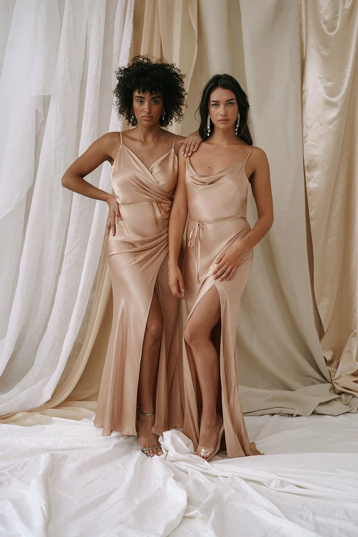 Shona Joy DRESSES LA LUNE BIAS COWL MAXI DRESS - DESERT ROSE