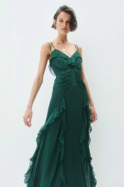 Shona Joy DRESSES LÈONIE DOUBLE STRAP FRILL MAXI DRESS - ROSEMARY