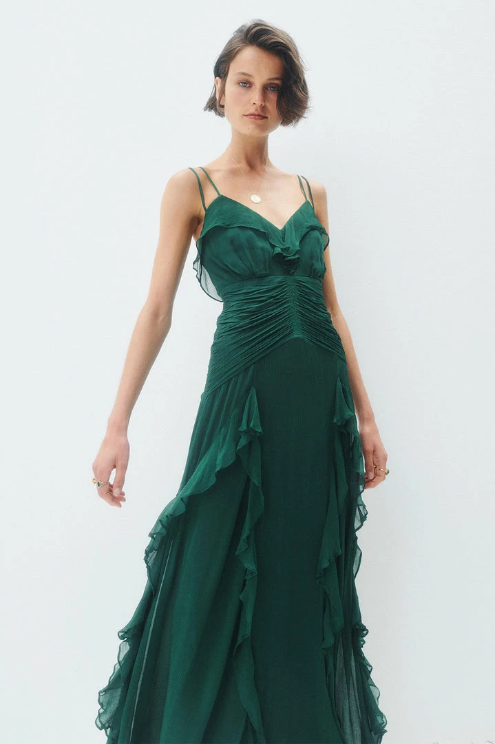 Shona Joy DRESSES LÈONIE DOUBLE STRAP FRILL MAXI DRESS - ROSEMARY