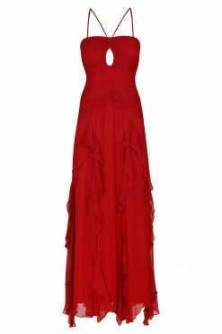 Shona Joy DRESSES LÈONIE KEYHOLE FRILL MAXI DRESS - SCARLETT