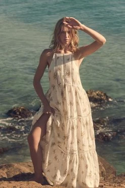 Shona Joy LILA LINEN PIN TUCK SLEEVELSS MAXI DRESS DRESSES