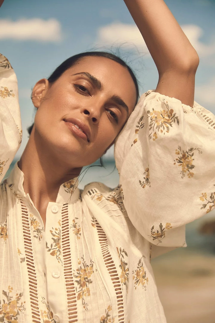 Shona Joy LILA LINEN PIN TUCK TUXEDO MINI DRESS DRESSES