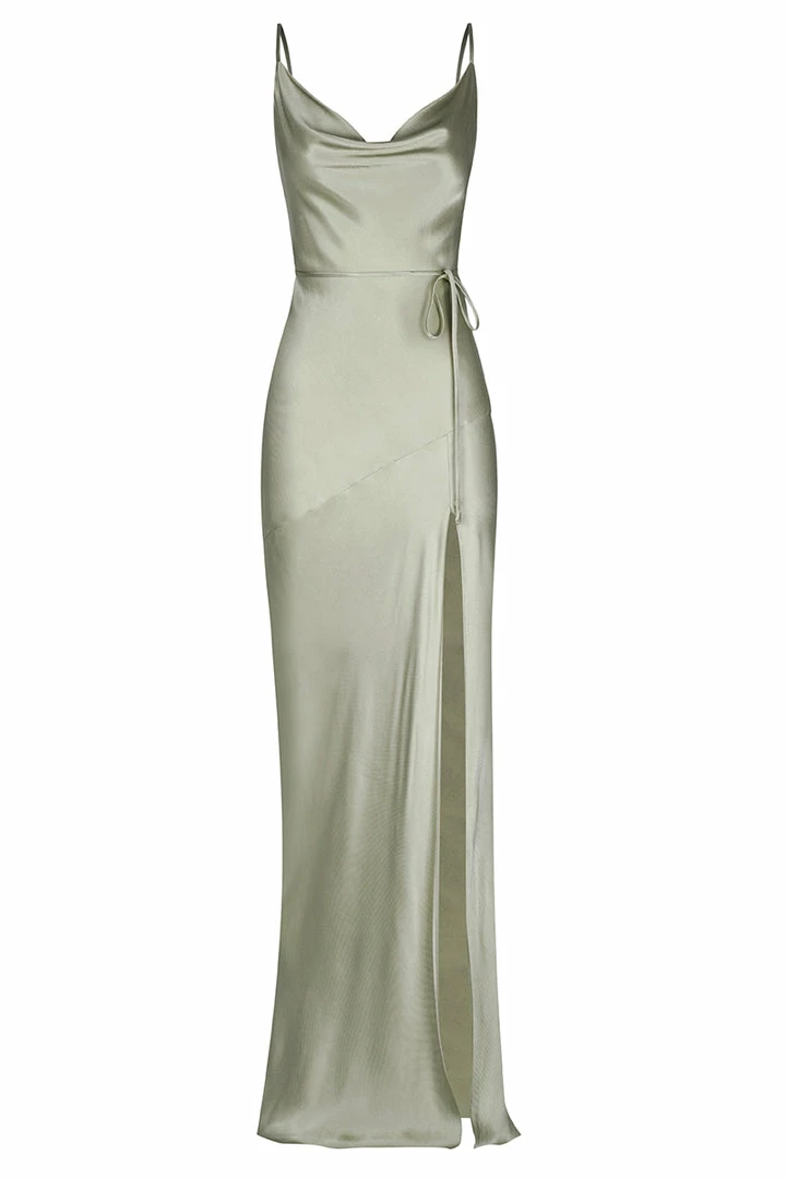 Shona Joy LA LUNE BIAS COWL MAXI DRESS - SAGE DRESSES