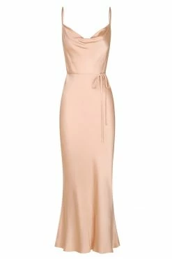 Shona Joy LA LUNE BIAS COWL MIDI DRESS - DESERT ROSE DRESSES