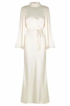 Shona Joy LA LUNE OPEN BACK WRAP MIDI DRESS - CREAM Wedding