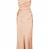 Shona Joy LA LUNE ASYMMETRICAL BIAS COWL MIDI DRESS - DESERT ROSE DRESSES