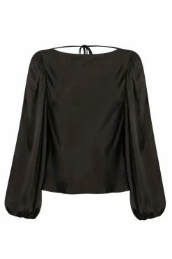 Shona Joy LA LUNE COWL BACK BALLOON SLEEVE BLOUSE - BLACK
