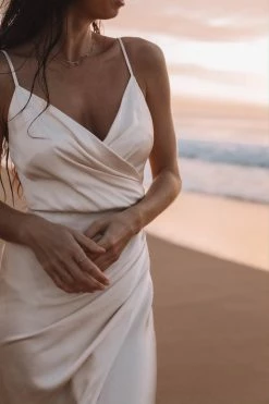 Shona Joy LA LUNE CROSS DRAPED MAXI DRESS - CREAM