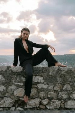 Shona Joy LA LUNE TUXEDO TROUSER - BLACK