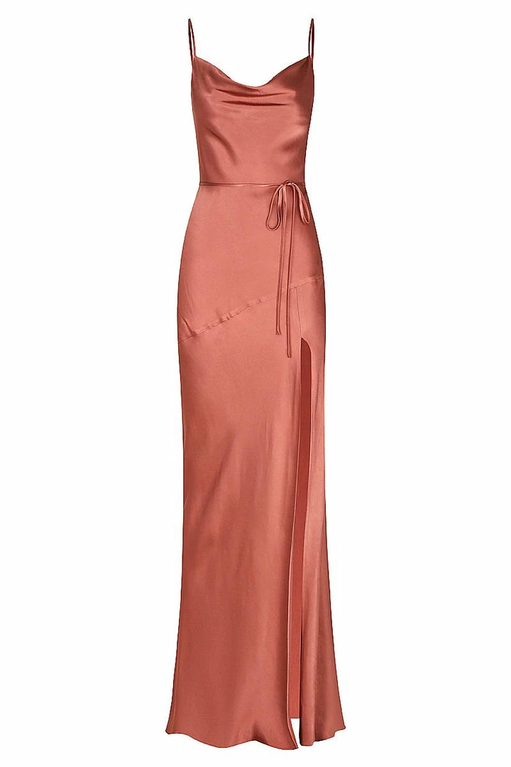 Shona Joy DRESSES LA LUNE BIAS COWL MAXI DRESS - TERRACOTTA