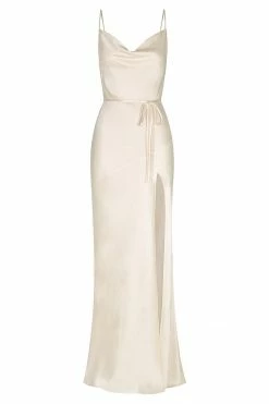 Shona Joy LA LUNE BIAS COWL MAXI DRESS - CREAM DRESSES