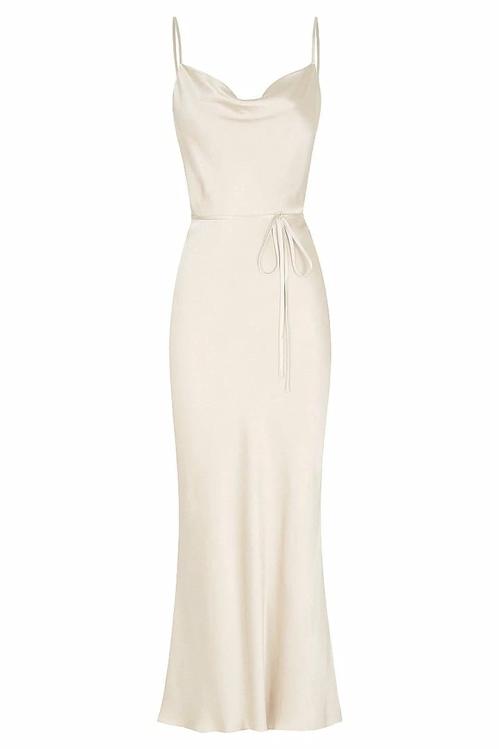 Shona Joy DRESSES LA LUNE BIAS COWL MIDI DRESS - CREAM