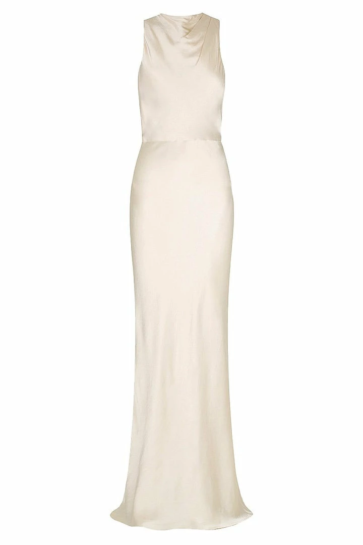 Shona Joy DRESSES LA LUNE HIGH NECK MAXI DRESS - CREAM