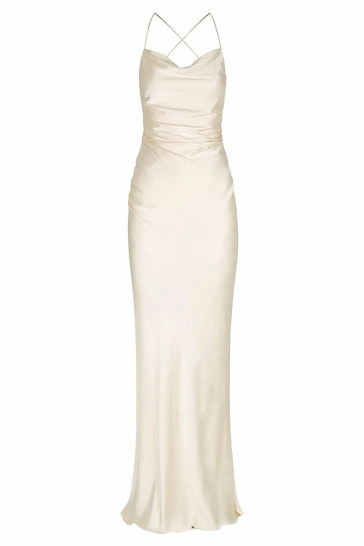 Shona Joy LA LUNE LACE BACK MAXI DRESS - CREAM