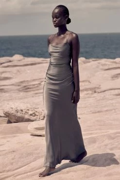 Shona Joy DRESSES LA LUNE LACE BACK MAXI DRESS - OLIVE