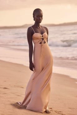 Shona Joy LA LUNE LACE FRONT MAXI DRESS - DESERT ROSE