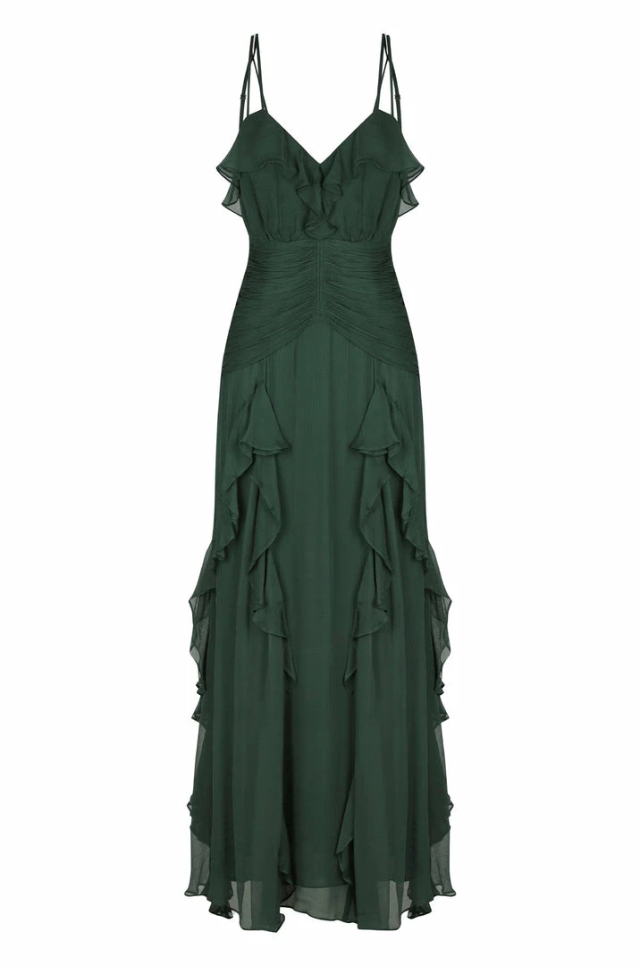 Shona Joy DRESSES LÈONIE DOUBLE STRAP FRILL MAXI DRESS - ROSEMARY