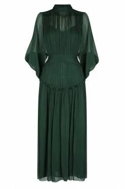 Shona Joy LÈONIE LONG SLEEVE RUCHED MIDI DRESS - ROSEMARY