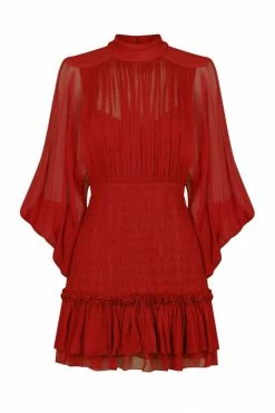 Shona Joy LÈONIE LONG SLEEVE RUCHED MINI DRESS - SCARLETT DRESSES