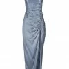 Shona Joy LILY BIAS RUCHED MIDI DRESS - BLUE SMOKE