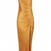 Shona Joy LILY BIAS RUCHED MIDI DRESS - TURMERIC DRESSES