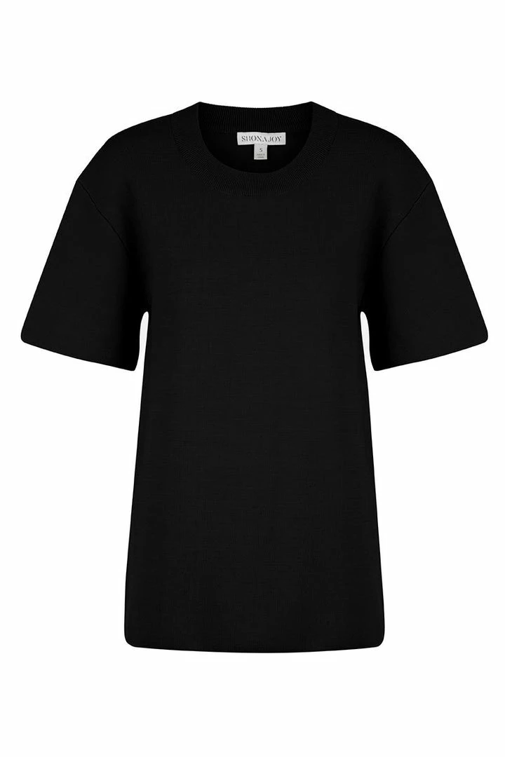 Shona Joy BASICS BASIC LONG LINE TEE - BLACK