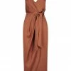 Shona Joy LUXE TIE FRONT COCKTAIL DRESS - MOCHA