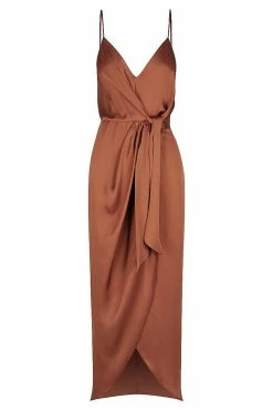 Shona Joy LUXE TIE FRONT COCKTAIL DRESS - MOCHA