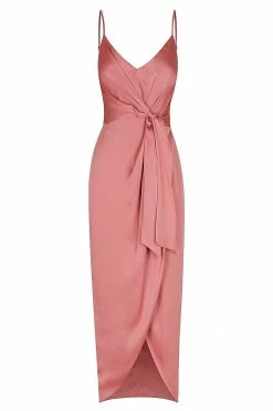 Shona Joy LUXE TIE FRONT COCKTAIL DRESS - ROSE DRESSES